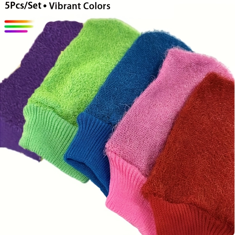 5-Pack Chenille Exfoliating Shower Gloves - Image 5