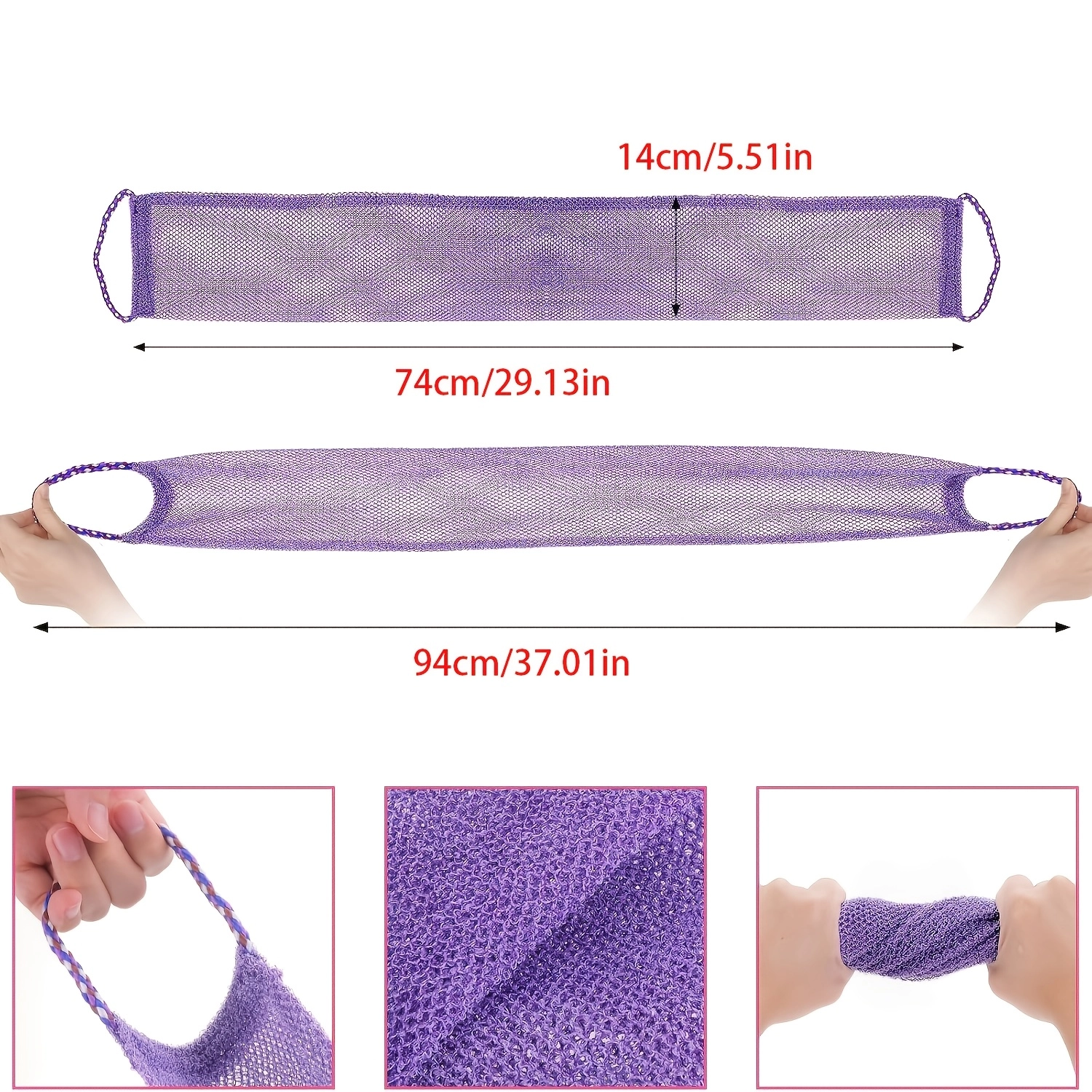 Double-Sided Nylon Back Scrubber Set - Image 6