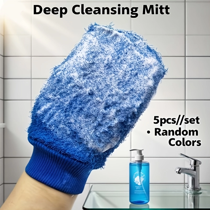 5-Pack Chenille Exfoliating Shower Gloves