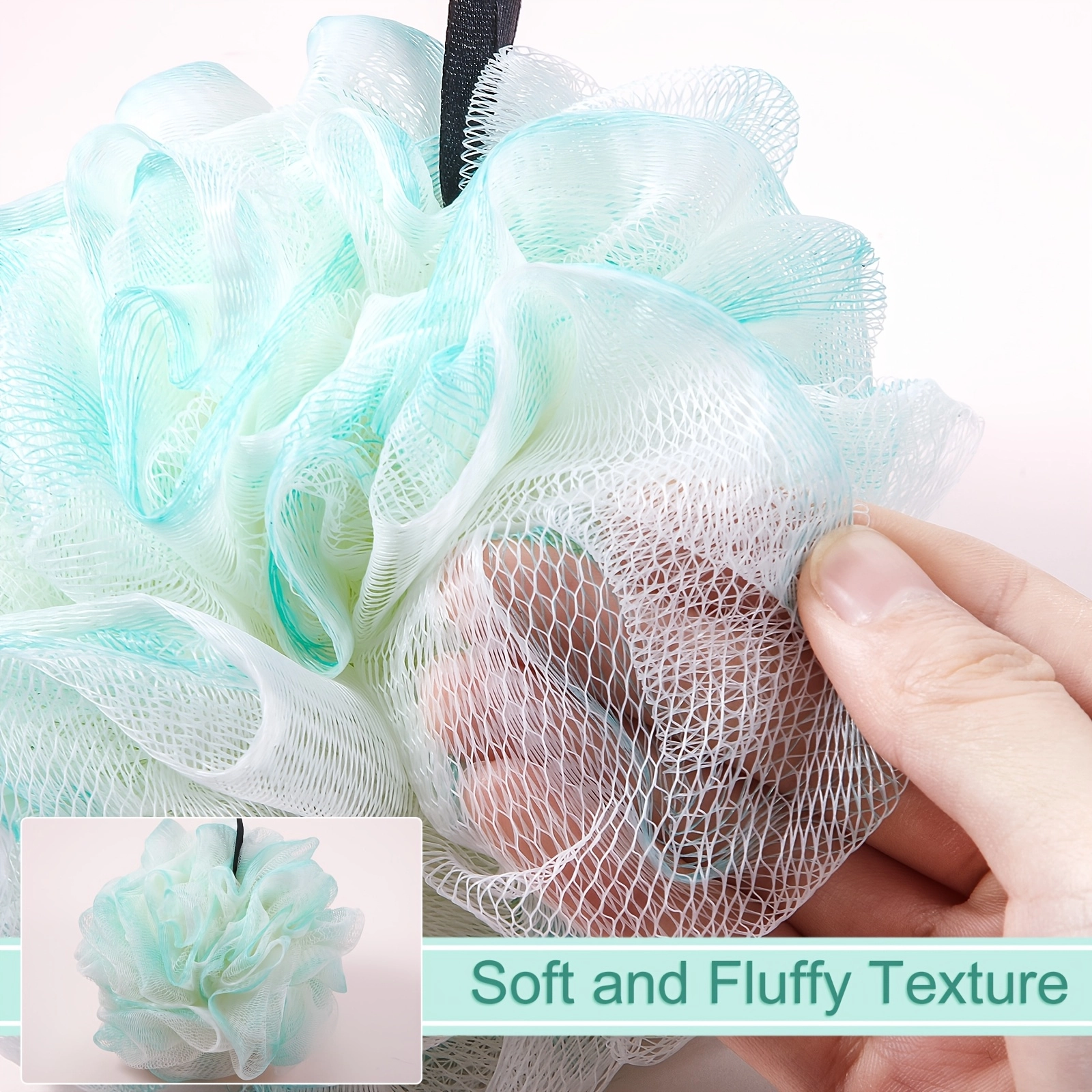 Soft Mesh Shower Loofah Set - Image 3
