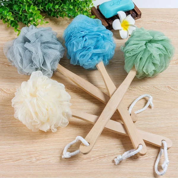 Long Handle Loofah Bath Sponge Set