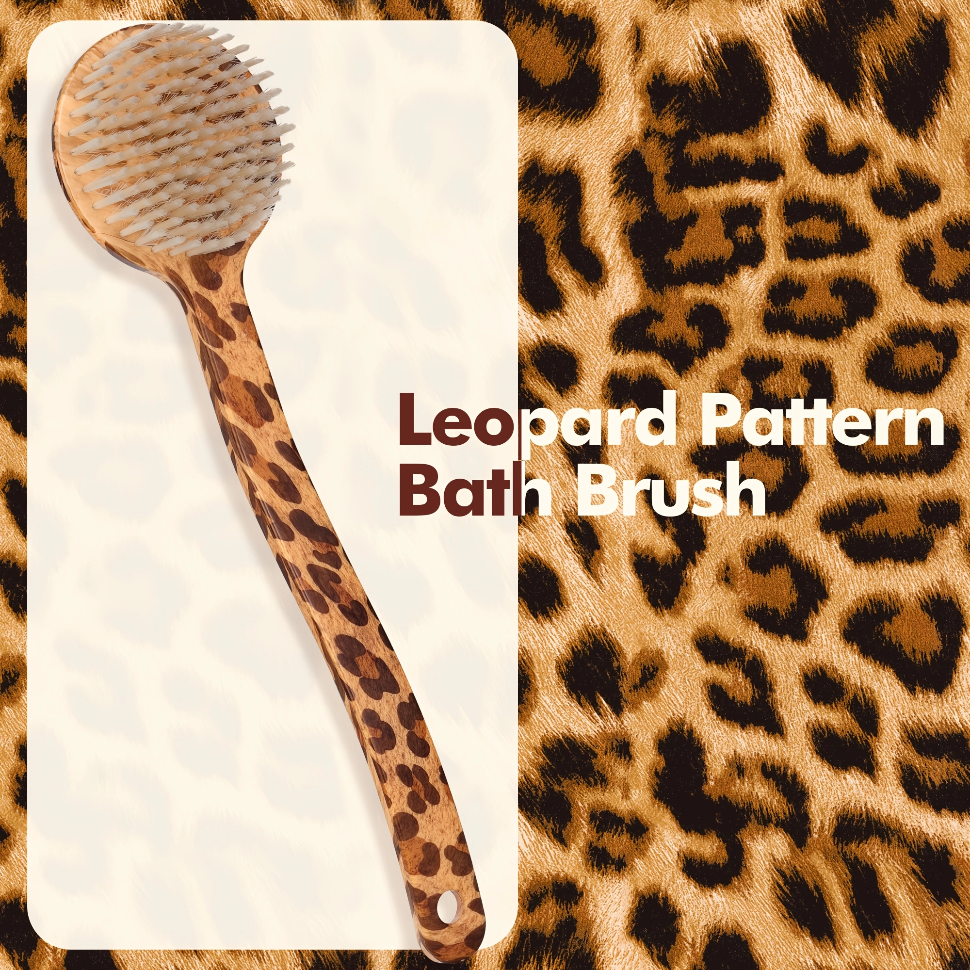 Leopard Print Long Handle Bath Brush - Image 2