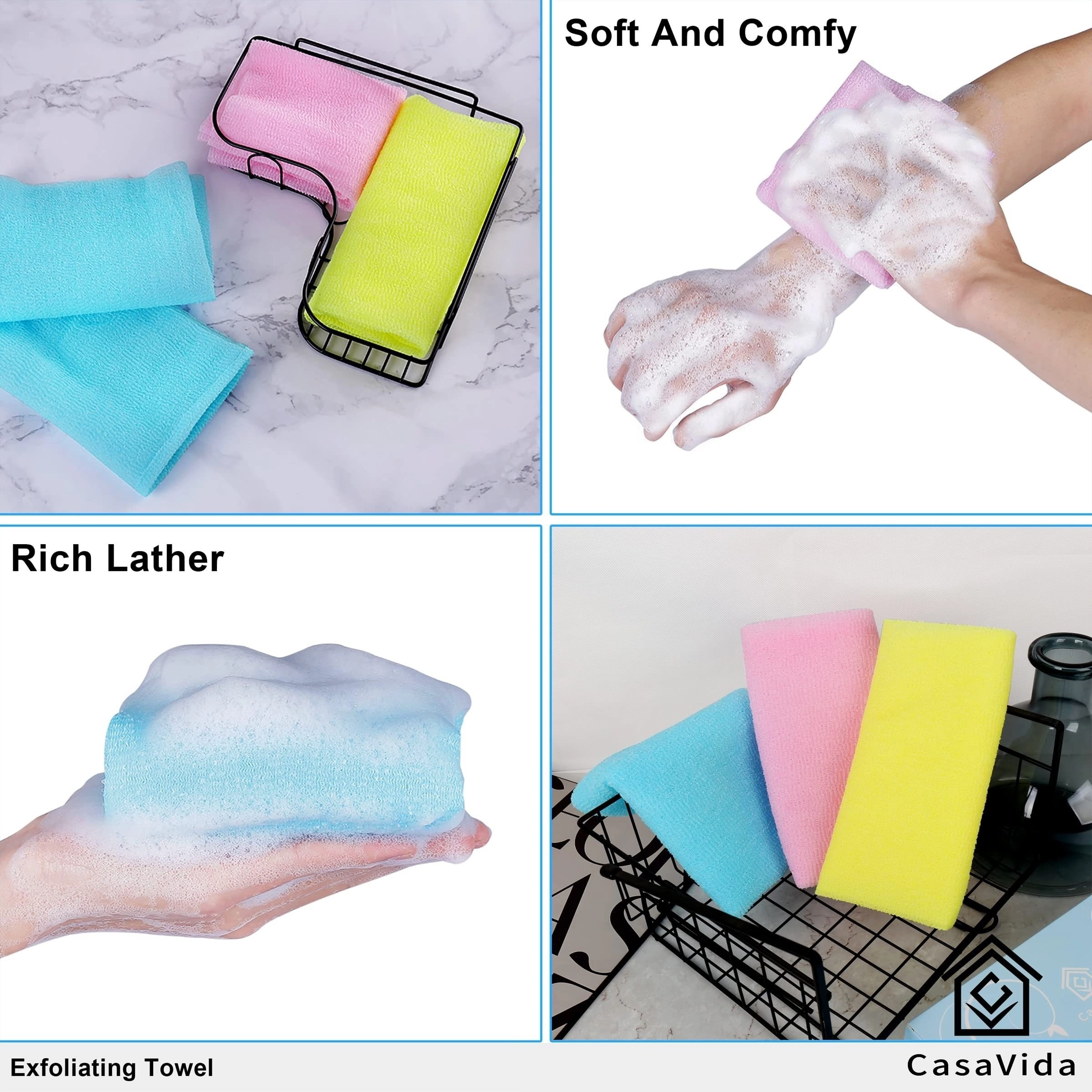 Nylon Exfoliating Bath Towel Set - Image 5