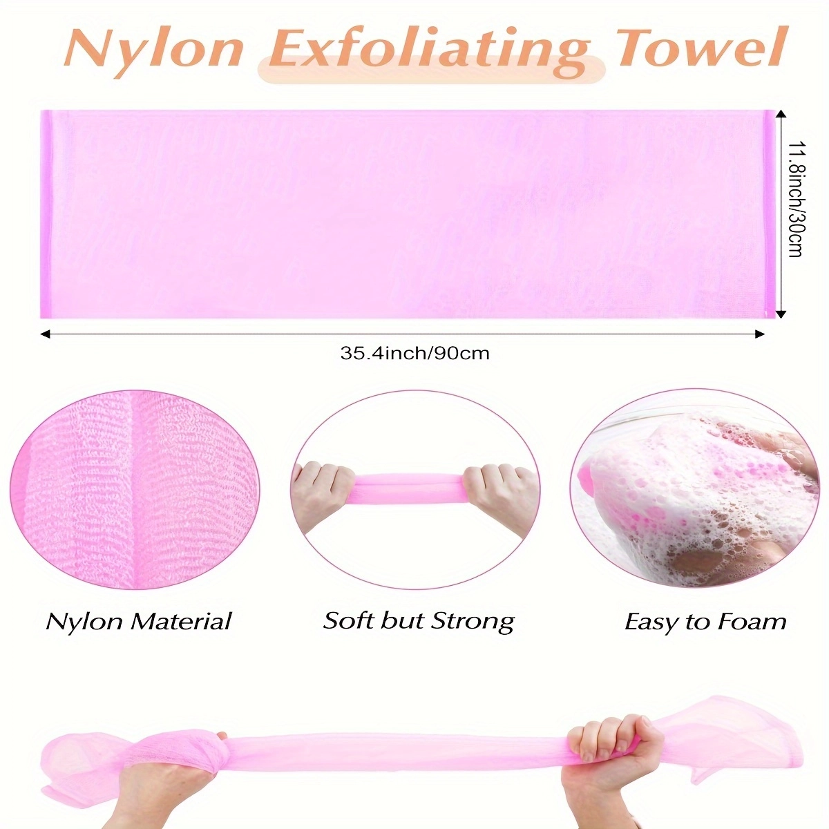 Nylon Exfoliating Bath Towel Set - Image 7