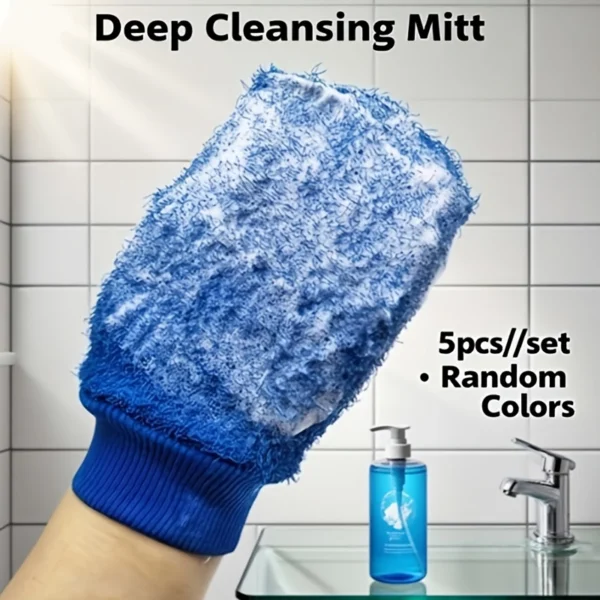 5-Pack Chenille Exfoliating Shower Gloves