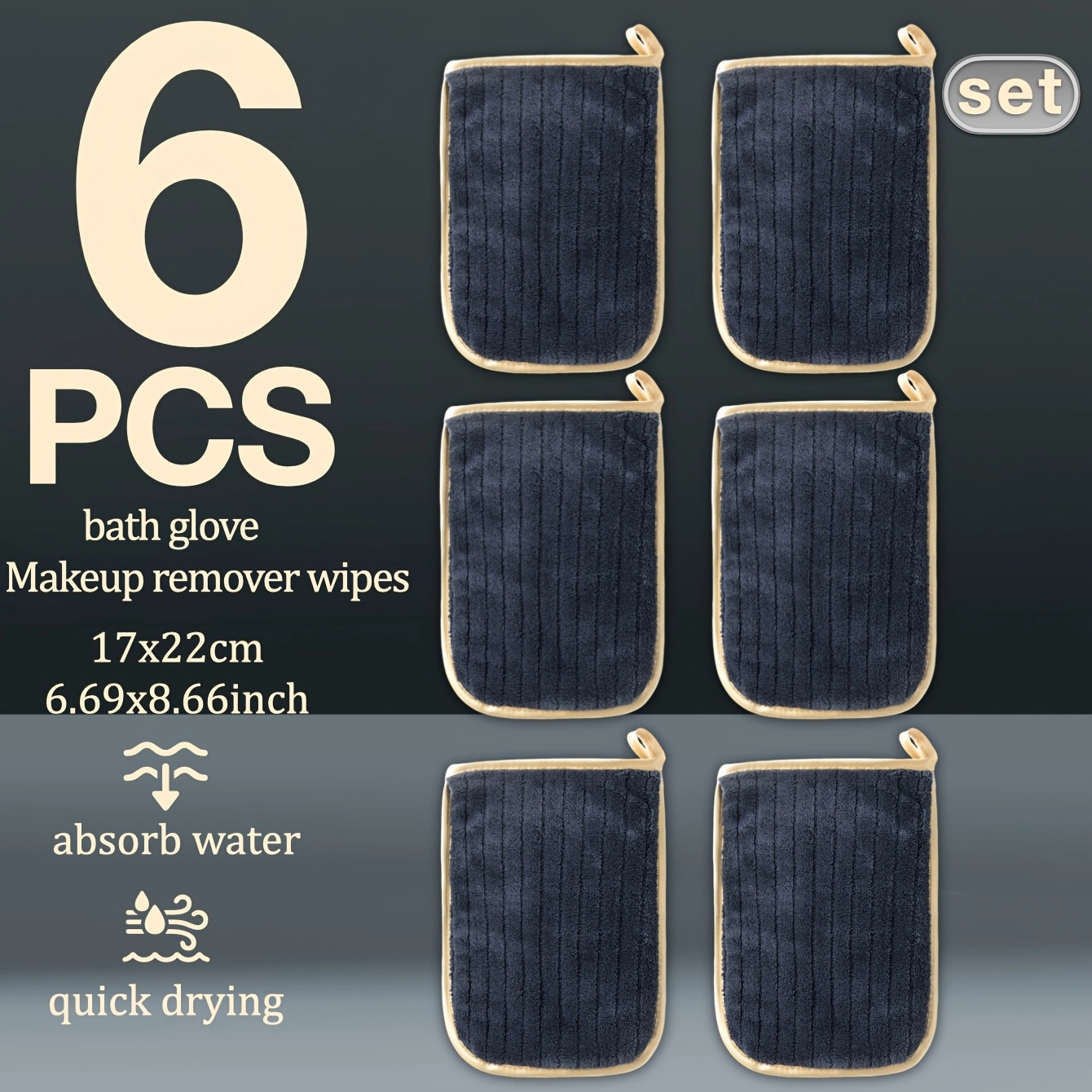 6-Pack Coral Striped Microfiber Bath Gloves - Image 5