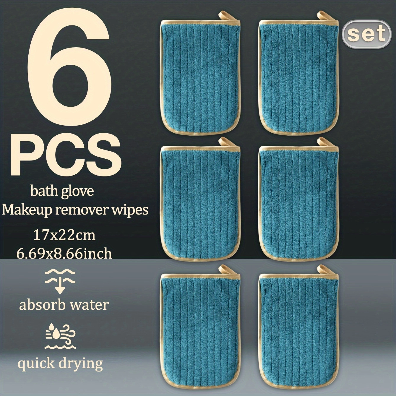 6-Pack Coral Striped Microfiber Bath Gloves - Image 11