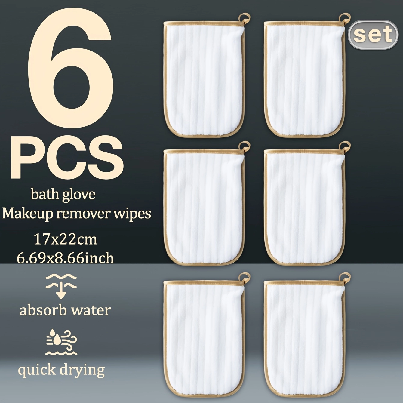 6-Pack Coral Striped Microfiber Bath Gloves - Image 7