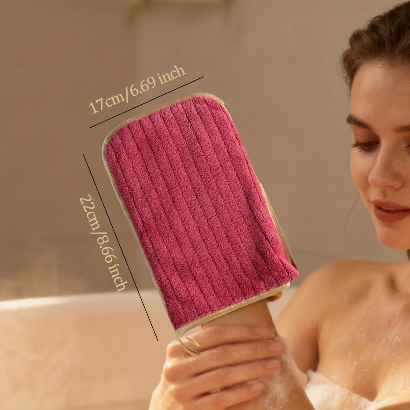 6-Pack Coral Striped Microfiber Bath Gloves - Image 6