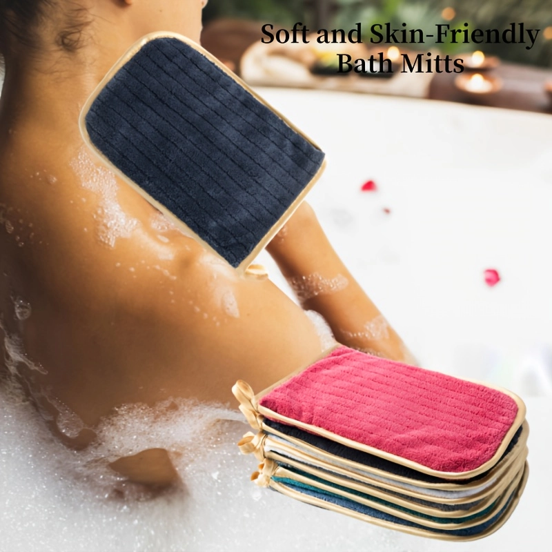 6-Pack Coral Striped Microfiber Bath Gloves - Image 8