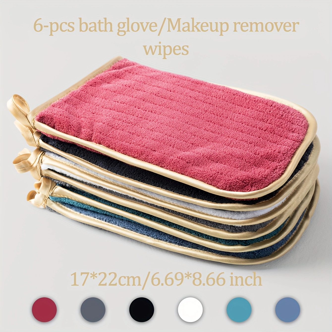 6-Pack Coral Striped Microfiber Bath Gloves - Image 14