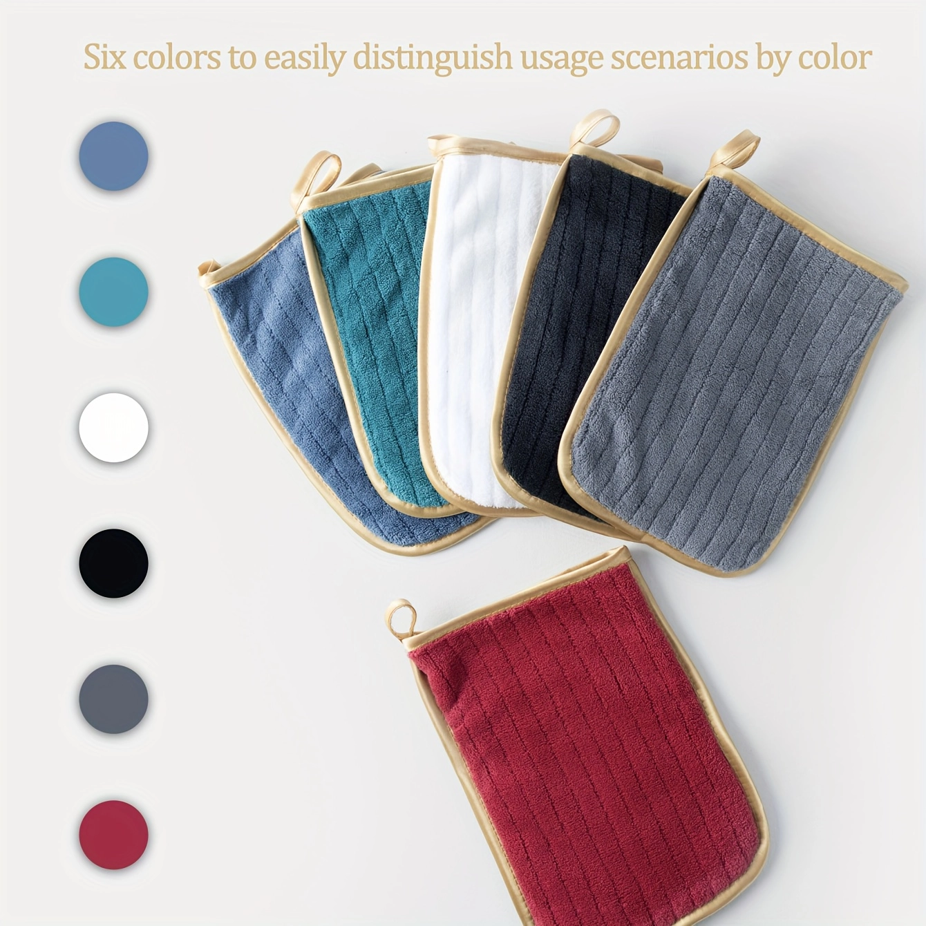 6-Pack Coral Striped Microfiber Bath Gloves - Image 16