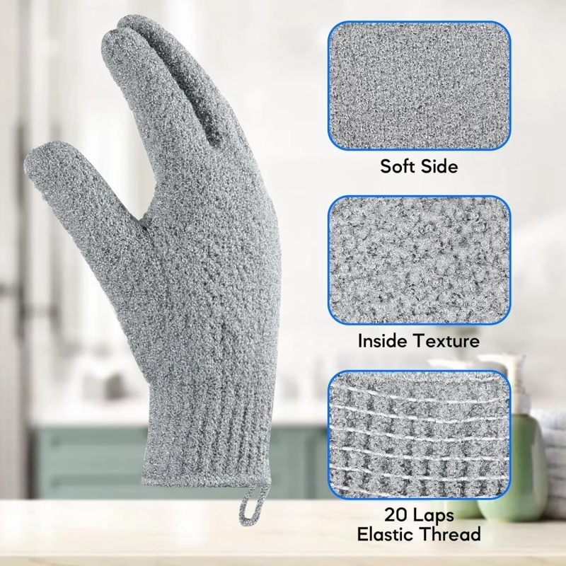 8-Pack Double-Sided Exfoliating Bath Gloves - Image 8