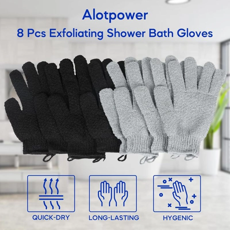 8-Pack Double-Sided Exfoliating Bath Gloves - Image 5