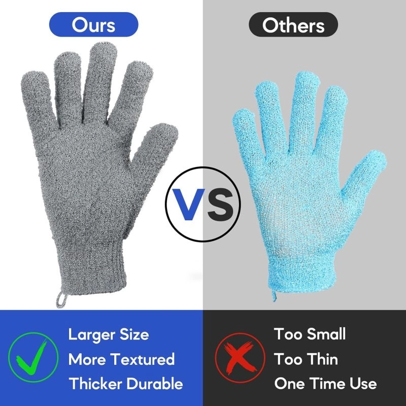 8-Pack Double-Sided Exfoliating Bath Gloves - Image 7