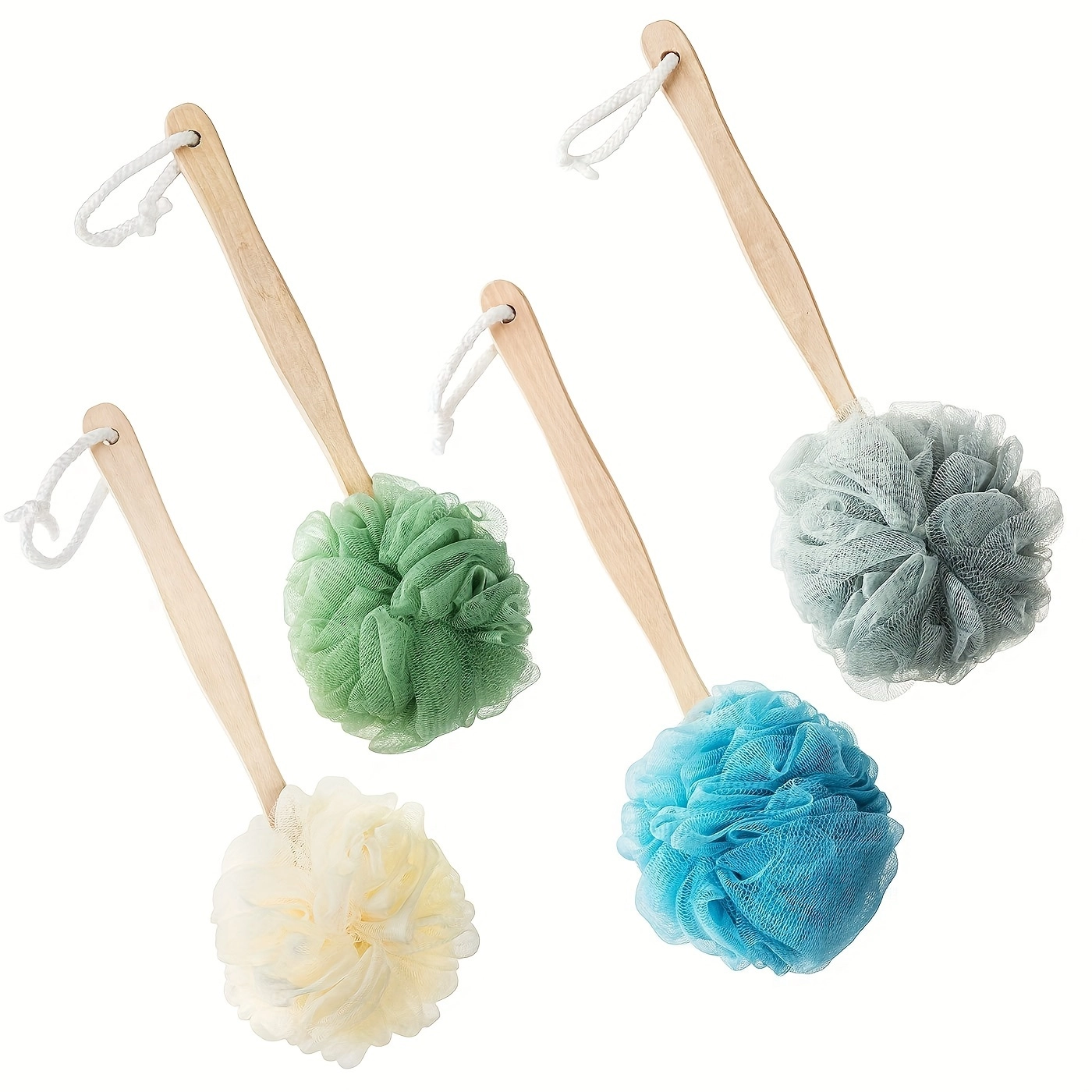 Long Handle Loofah Bath Sponge Set - Image 3