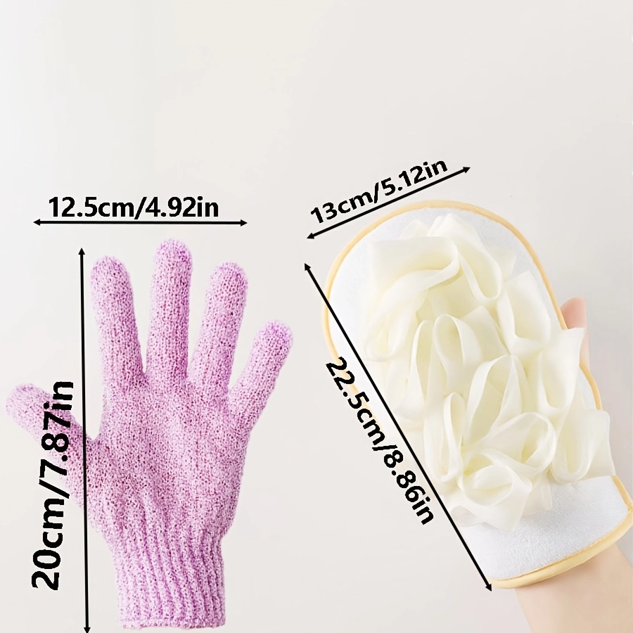 3-Pack Double-Sided Exfoliating Bath Gloves - Image 2